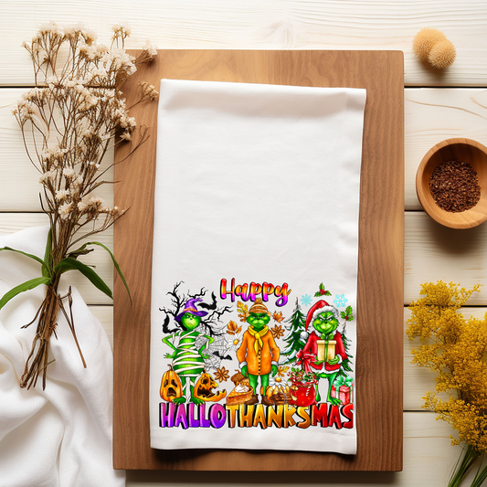 Happy HalloThanksMas Kitchen Towel