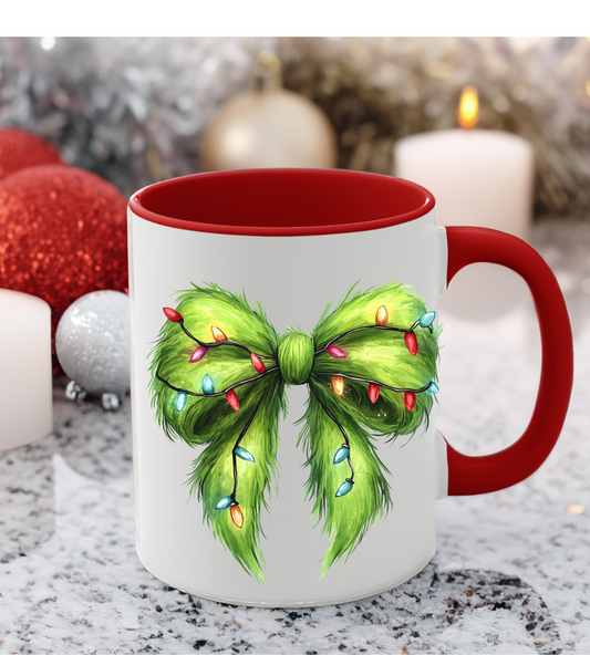 Fuzzy Green Bow Coffee Mug