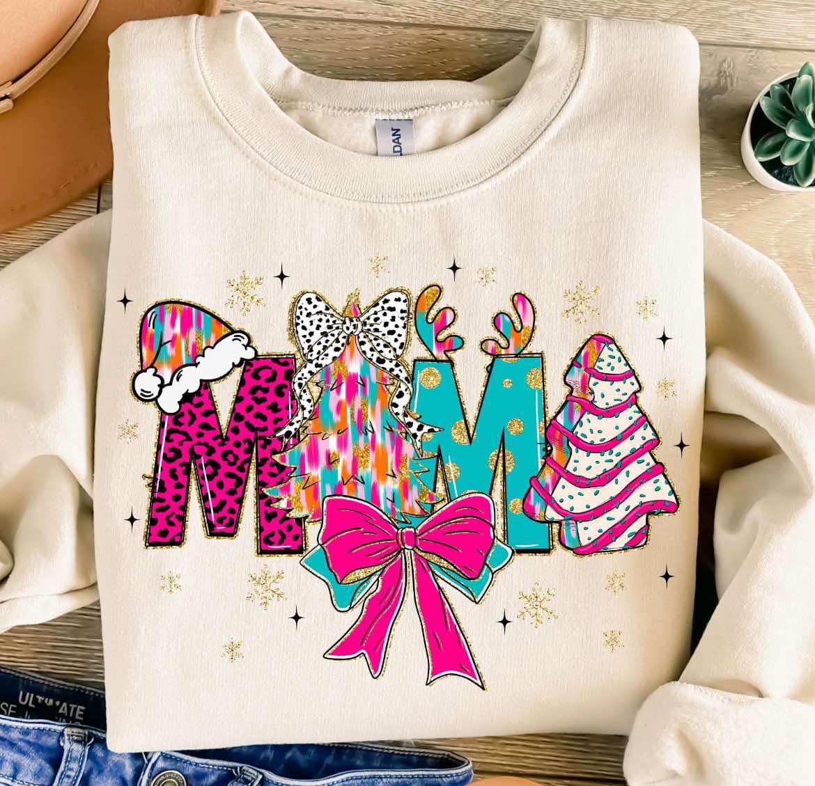 Colorful Christmas Mama Tee