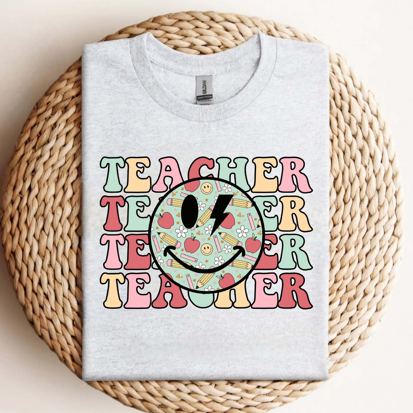 Retro Smiley Teacher Tee