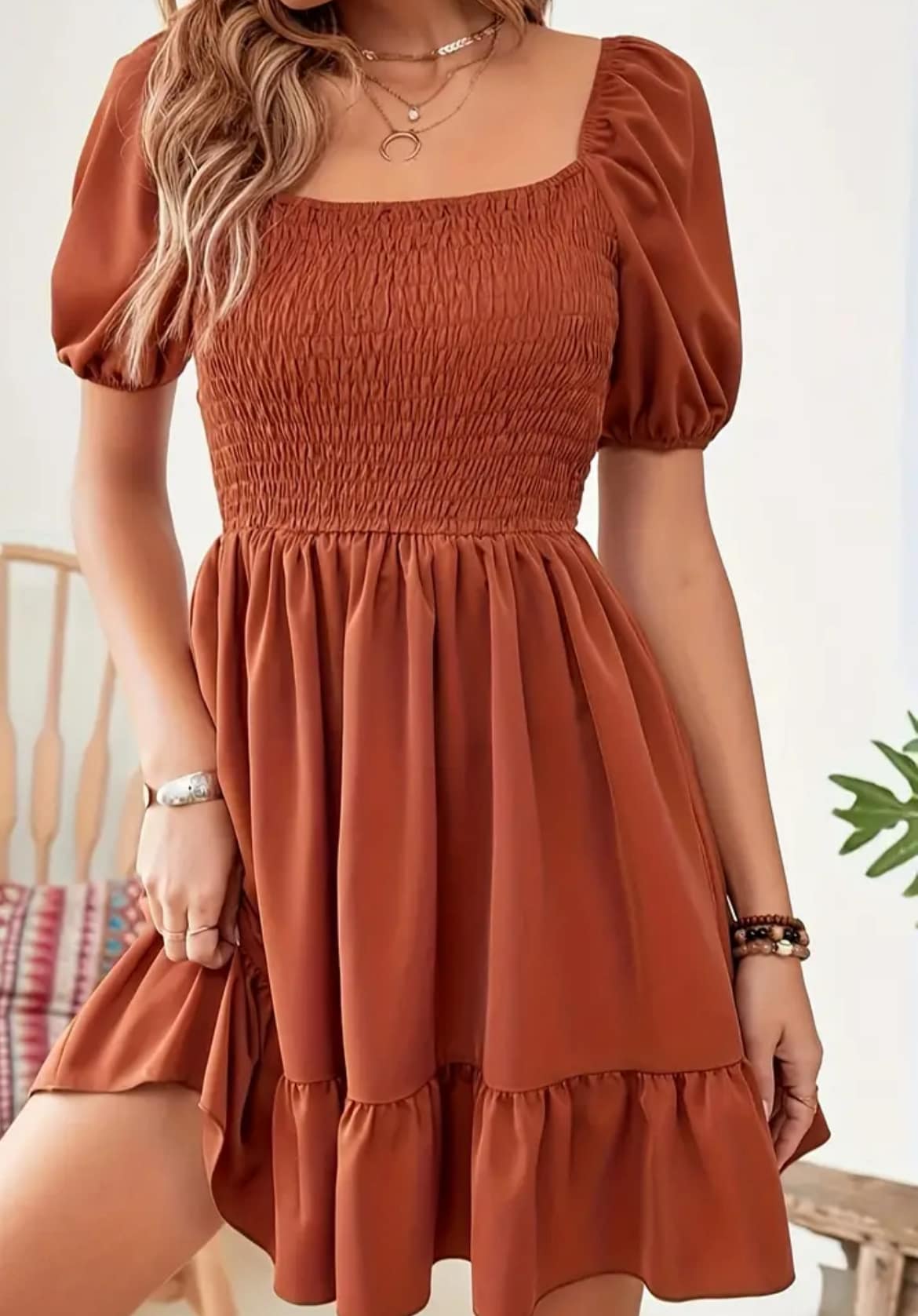 Fall Square Neck Dress