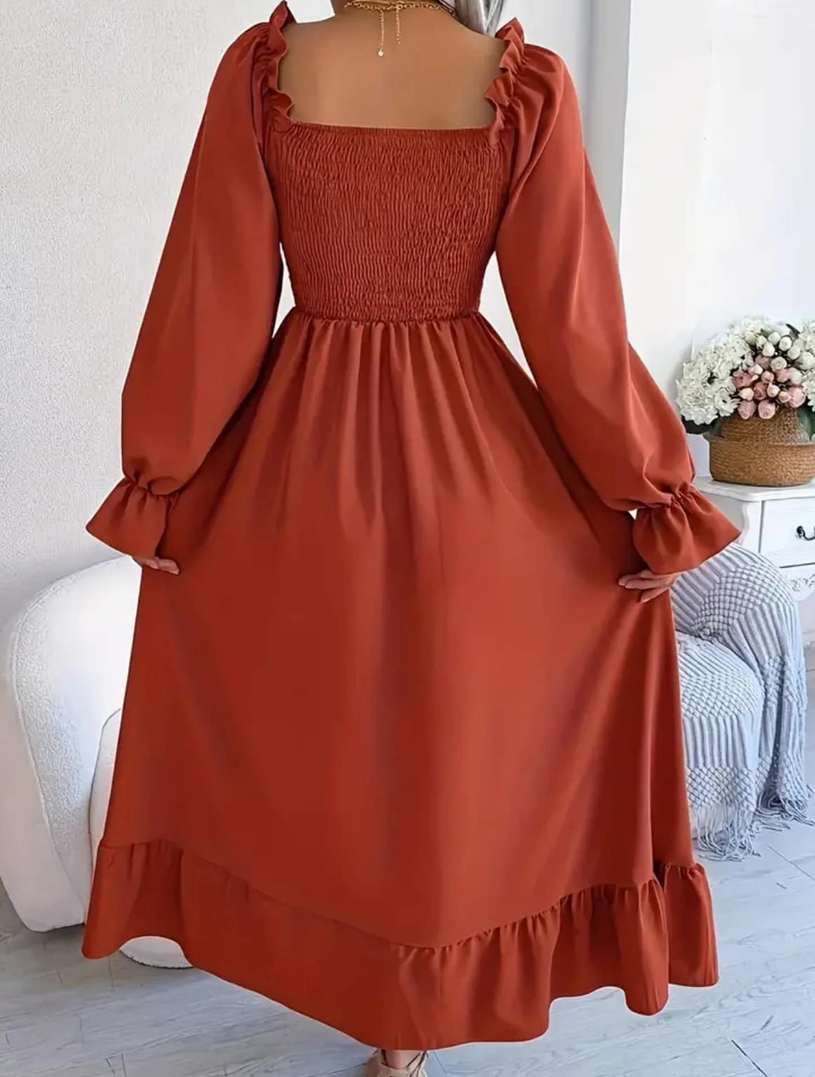 Autumn Square Neck Dress