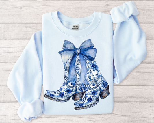 Blue Flower Boots Tee