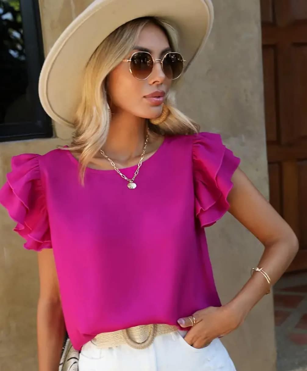 Ruffle Sleeve Blouse