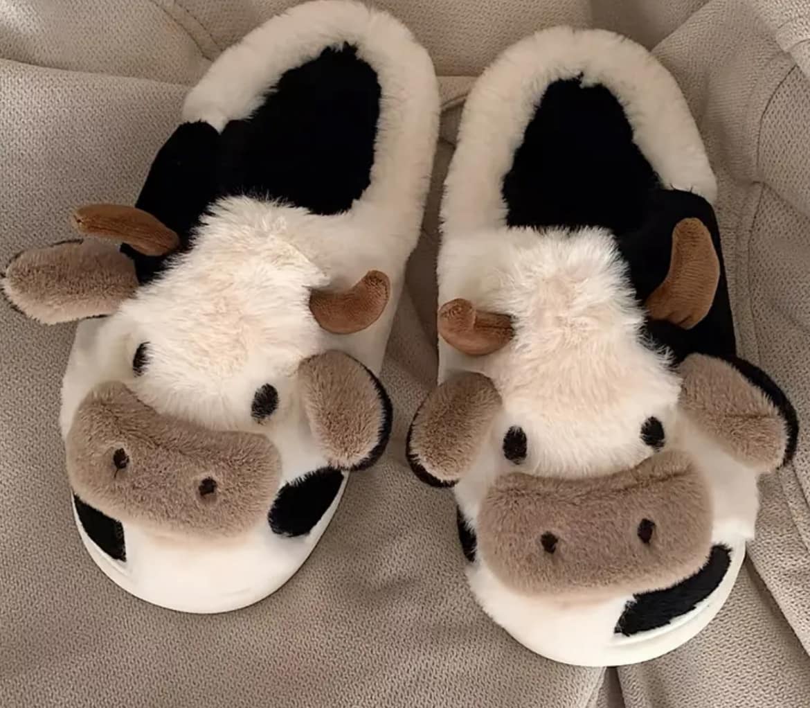 Fluffy Cow Slippers