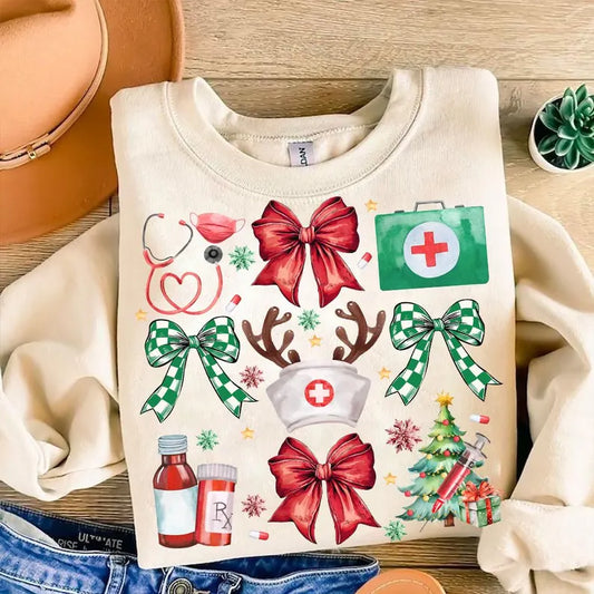 Christmas Nurse Bow Tee